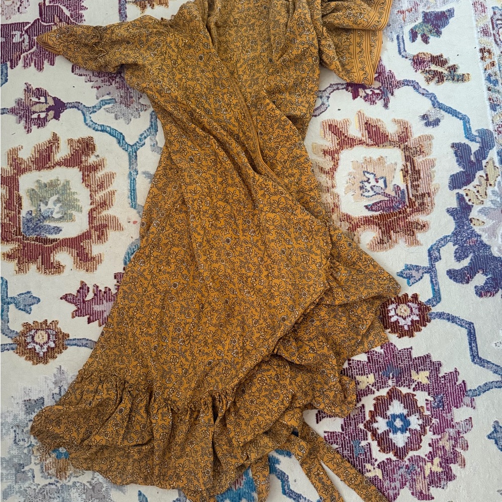 Max Studio Asymmetrical Mustard Floral Dress